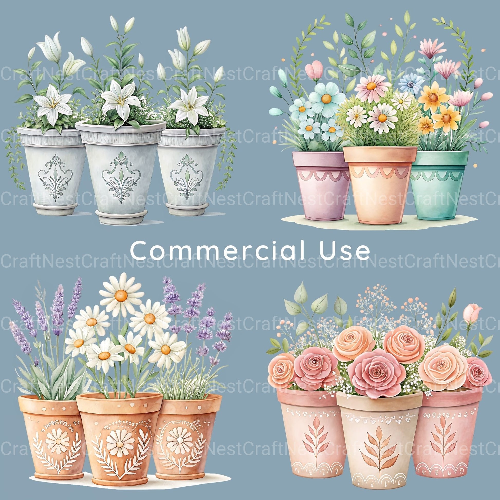 Potted Flowers Clipart Bundle - CraftNest - Digital Crafting and Art