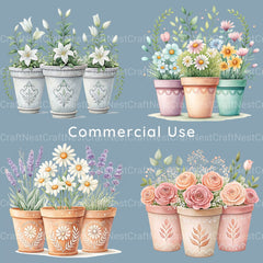 Potted Flowers Clipart Bundle - CraftNest - Digital Crafting and Art