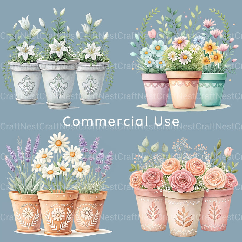 Potted Flowers Clipart Bundle - CraftNest - Digital Crafting and Art
