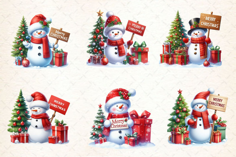 Cute Snowman Christmas Clipart Bundle - CraftNest - Digital Crafting and Art