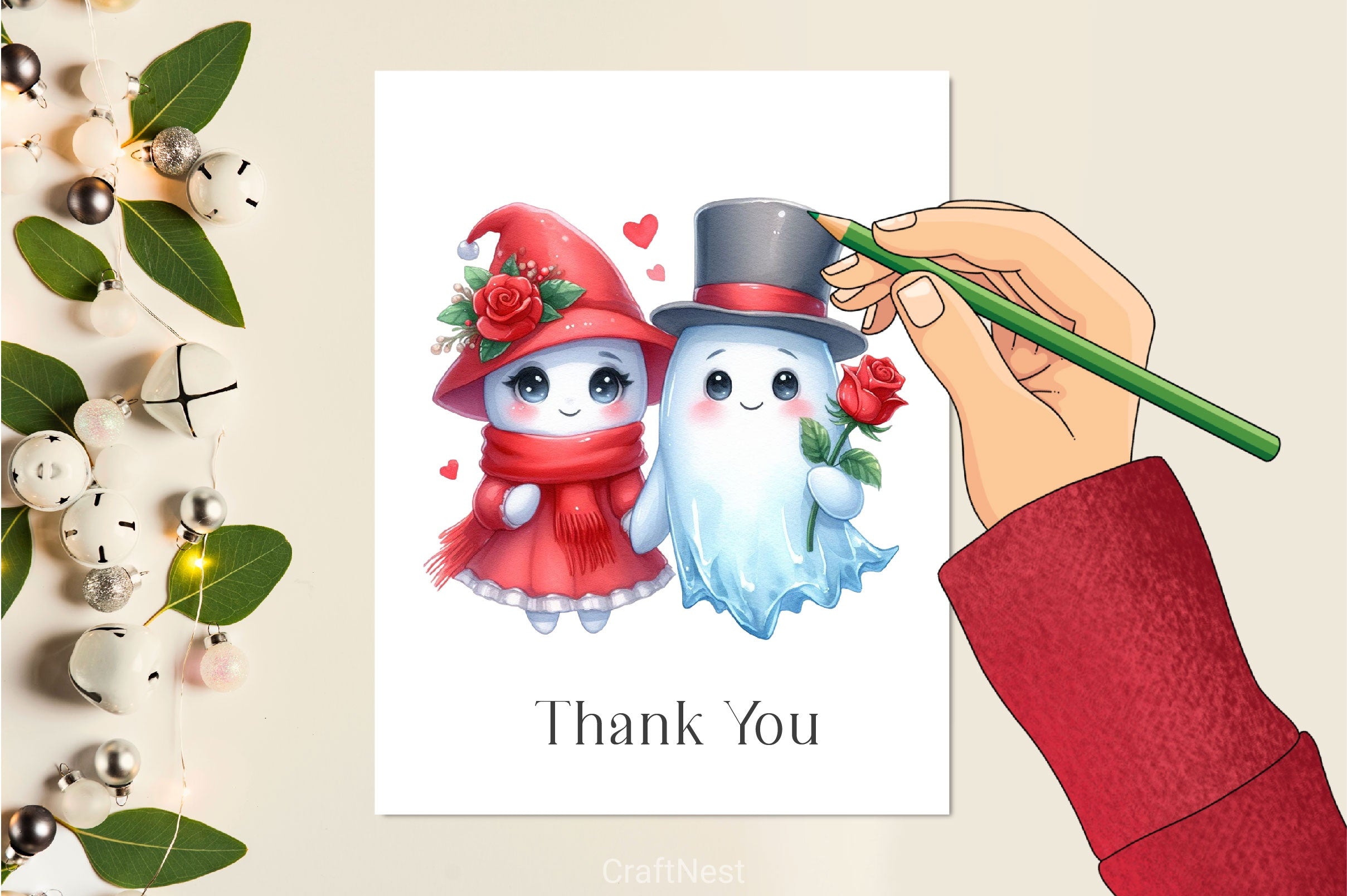 Lovely Ghost Valentine's Day Clipart Bundle - CraftNest - Digital Crafting and Art