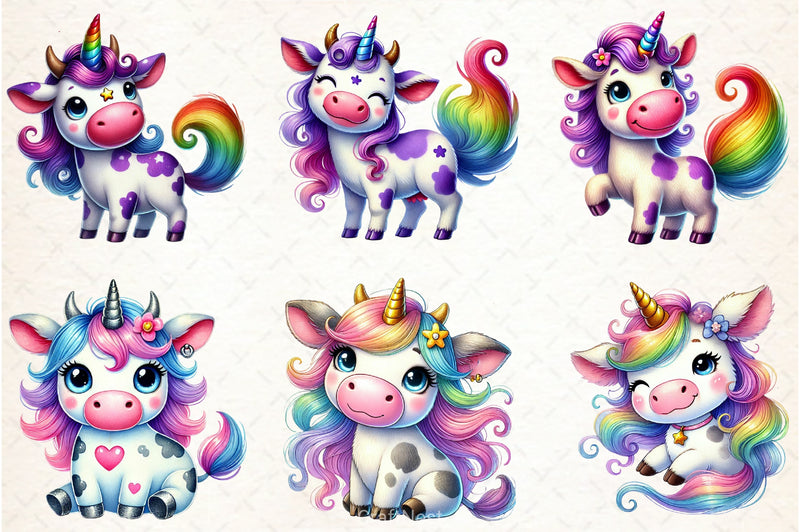 Unicorn Cow Clipart Bundle 19 - CraftNest - Digital Crafting and Art