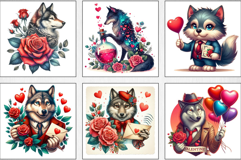 Valentine Wolf Clipart Bundle - CraftNest - Digital Crafting and Art