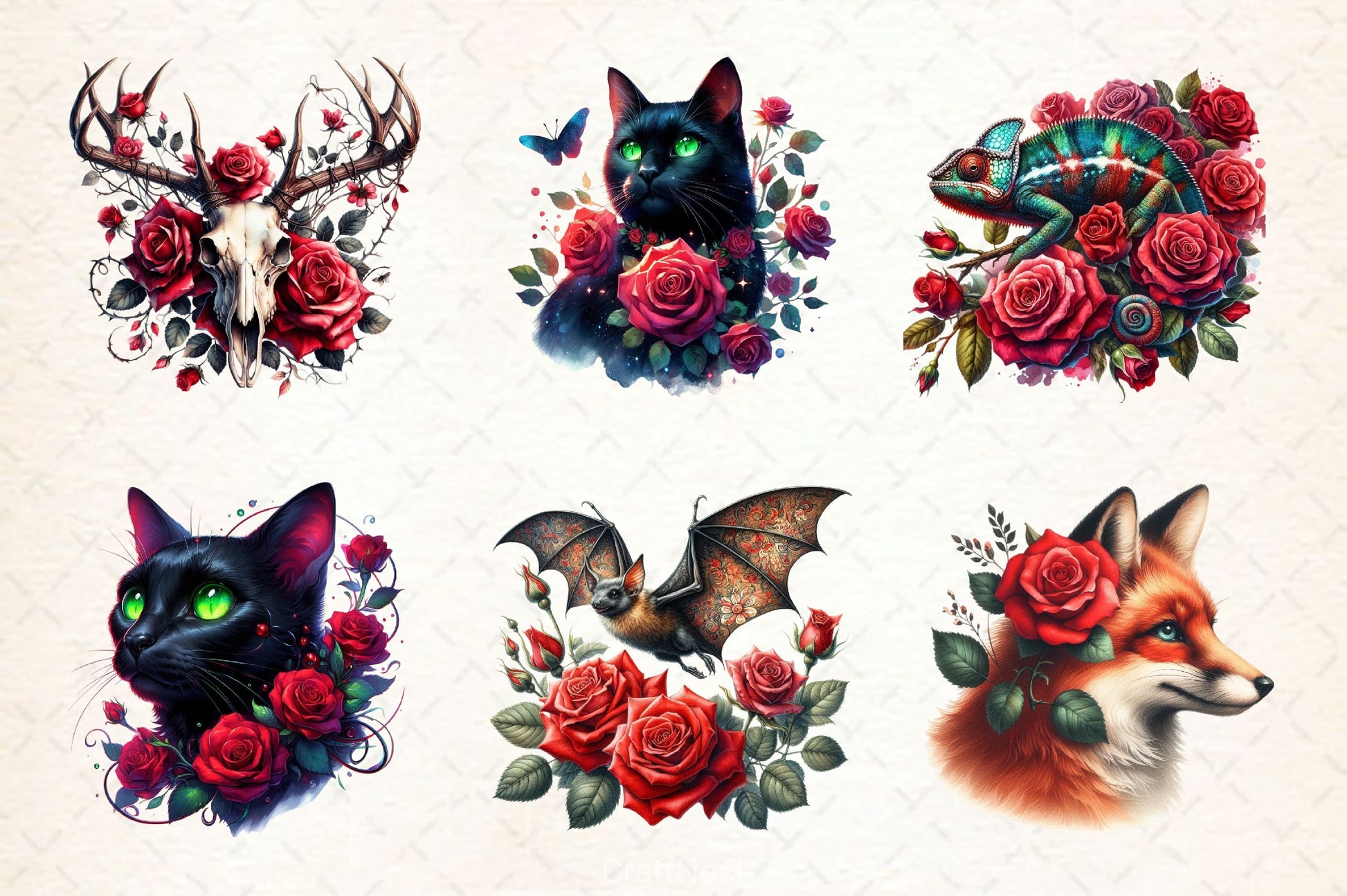 Gothic Animals Clipart Bundle 2 - CraftNest - Digital Crafting and Art