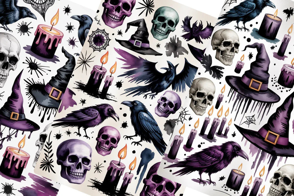 Purple Halloween Junk Journal Papers - CraftNest - Digital Crafting and Art