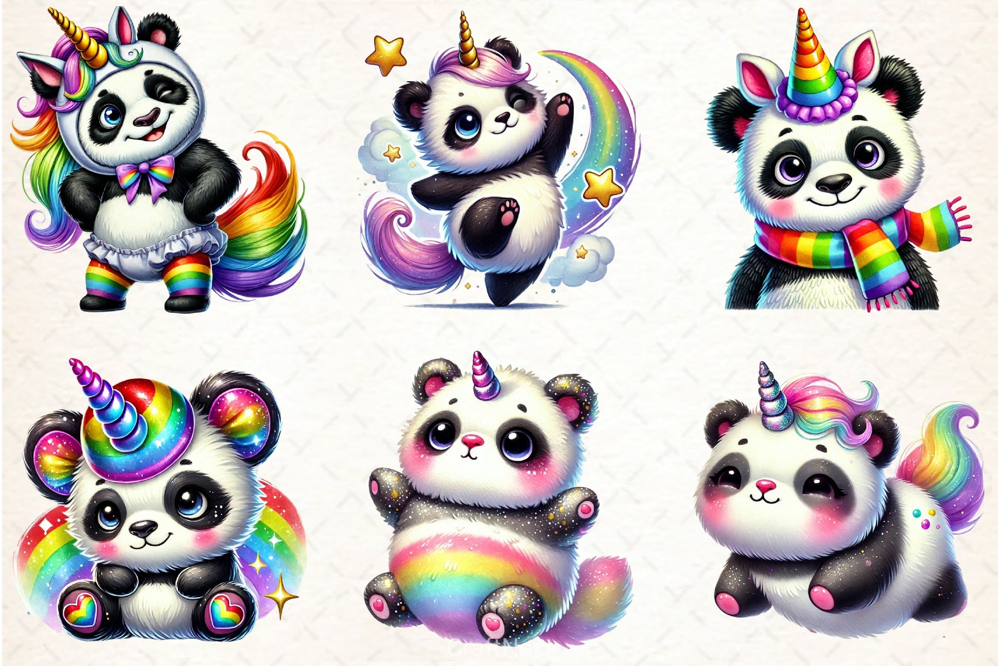 Unicorn Panda Clipart Bundle - CraftNest - Digital Crafting and Art