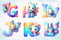 Cute Butterfly Alphabet Clipart Bundle - CraftNest - Digital Crafting and Art