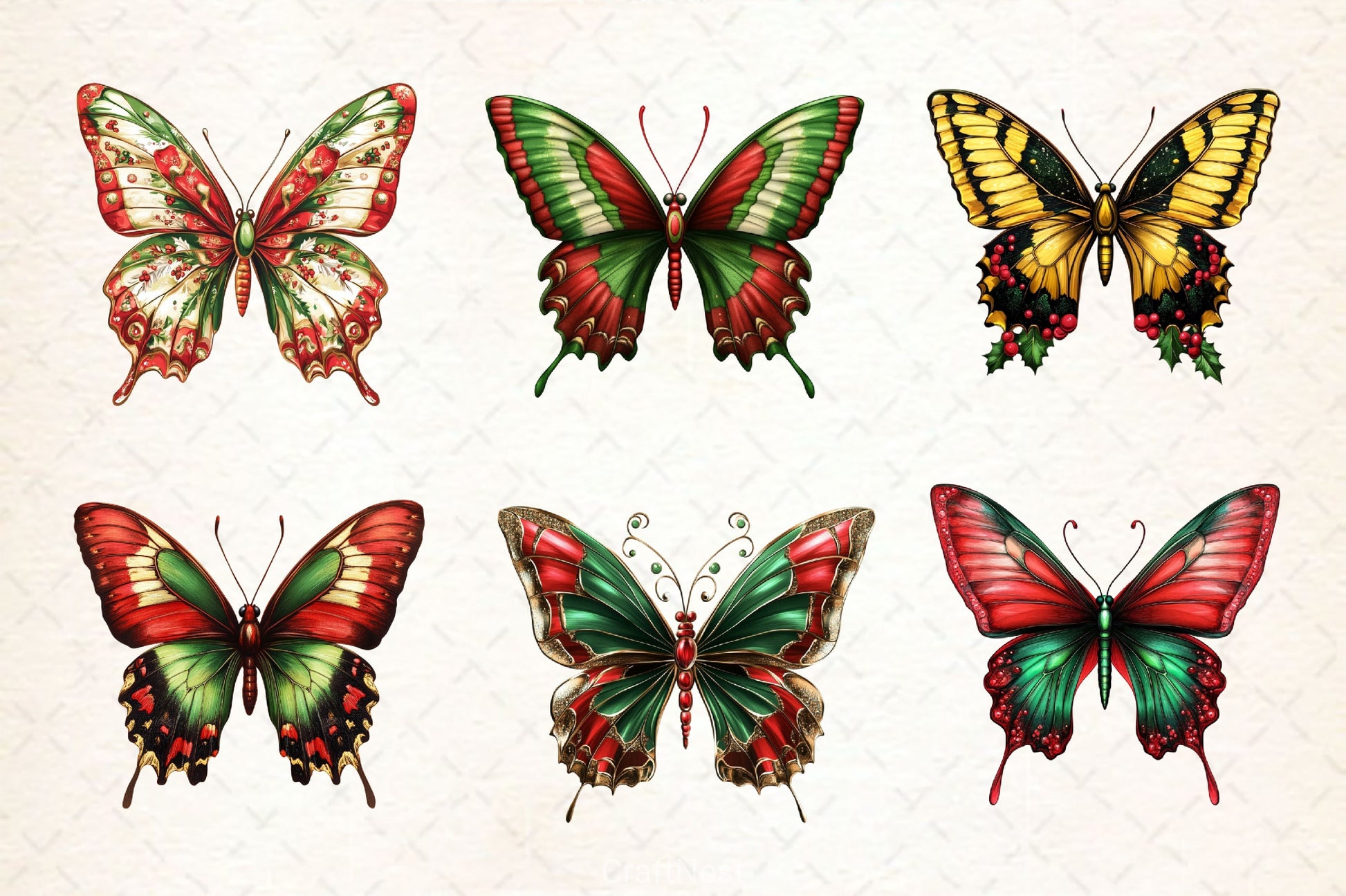 Christmas Butterfly Clipart Bundle 2 - CraftNest - Digital Crafting and Art
