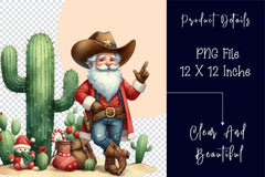 Vintage Christmas Cowboy Santa Clipart Bundle 2 - CraftNest - Digital Crafting and Art