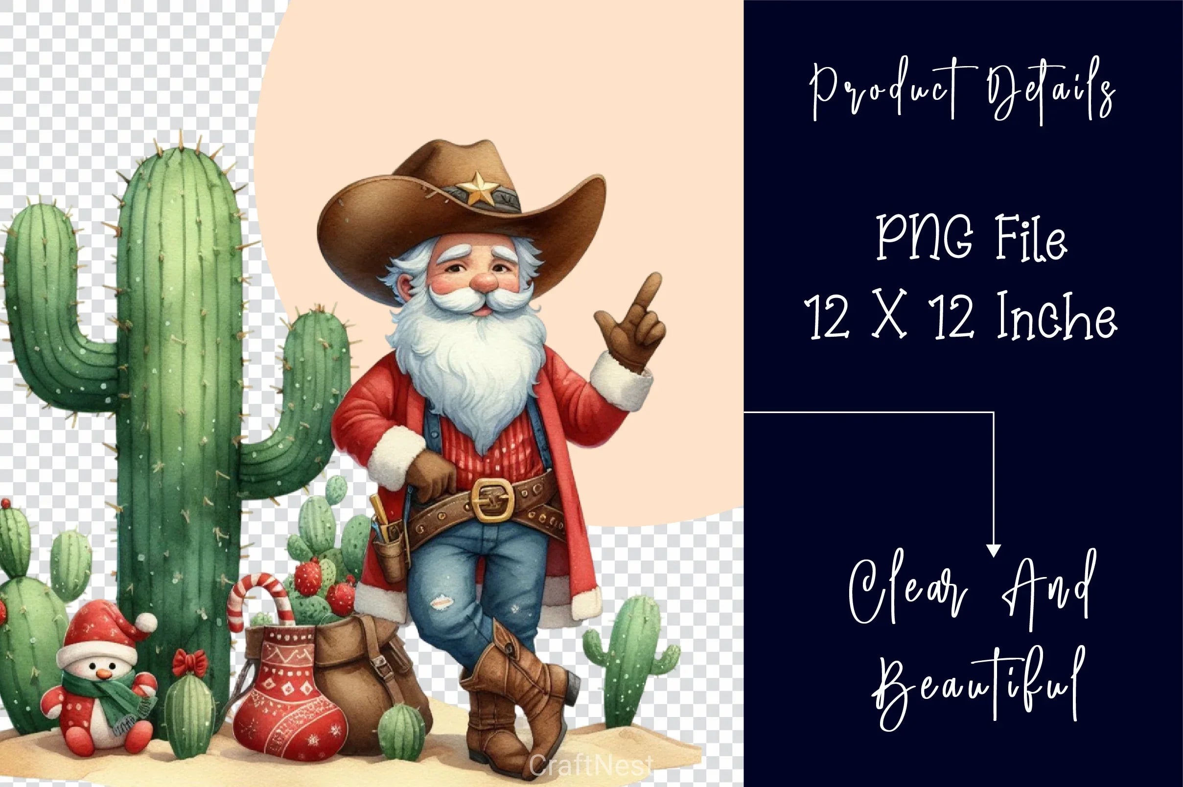 Vintage Christmas Cowboy Santa Clipart Bundle 2 - CraftNest - Digital Crafting and Art