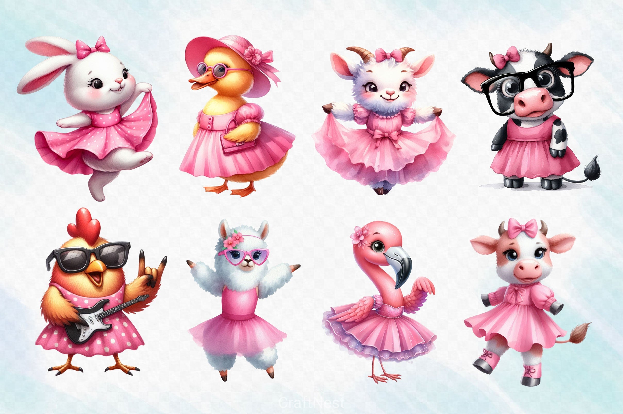 Animal Cute Ballerina Clipart Bundle - CraftNest - Digital Crafting and Art