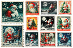 Christmas Santa Postage Stamps Clipart Bundle - CraftNest - Digital Crafting and Art