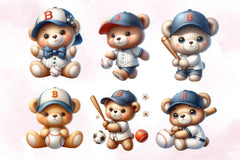 Adorable Baseball Bear Clipart Bundle - CraftNest - Digital Crafting and Art