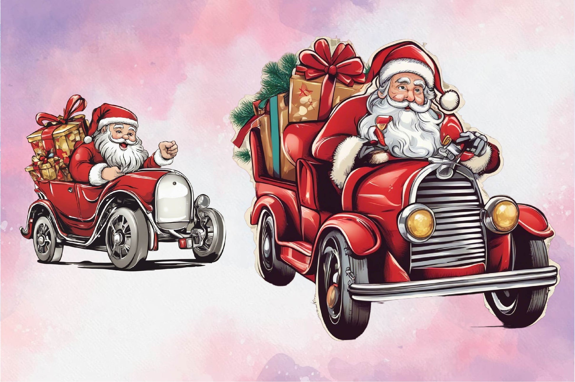 Santa Claus On Car Clipart Bundle - CraftNest - Digital Crafting and Art