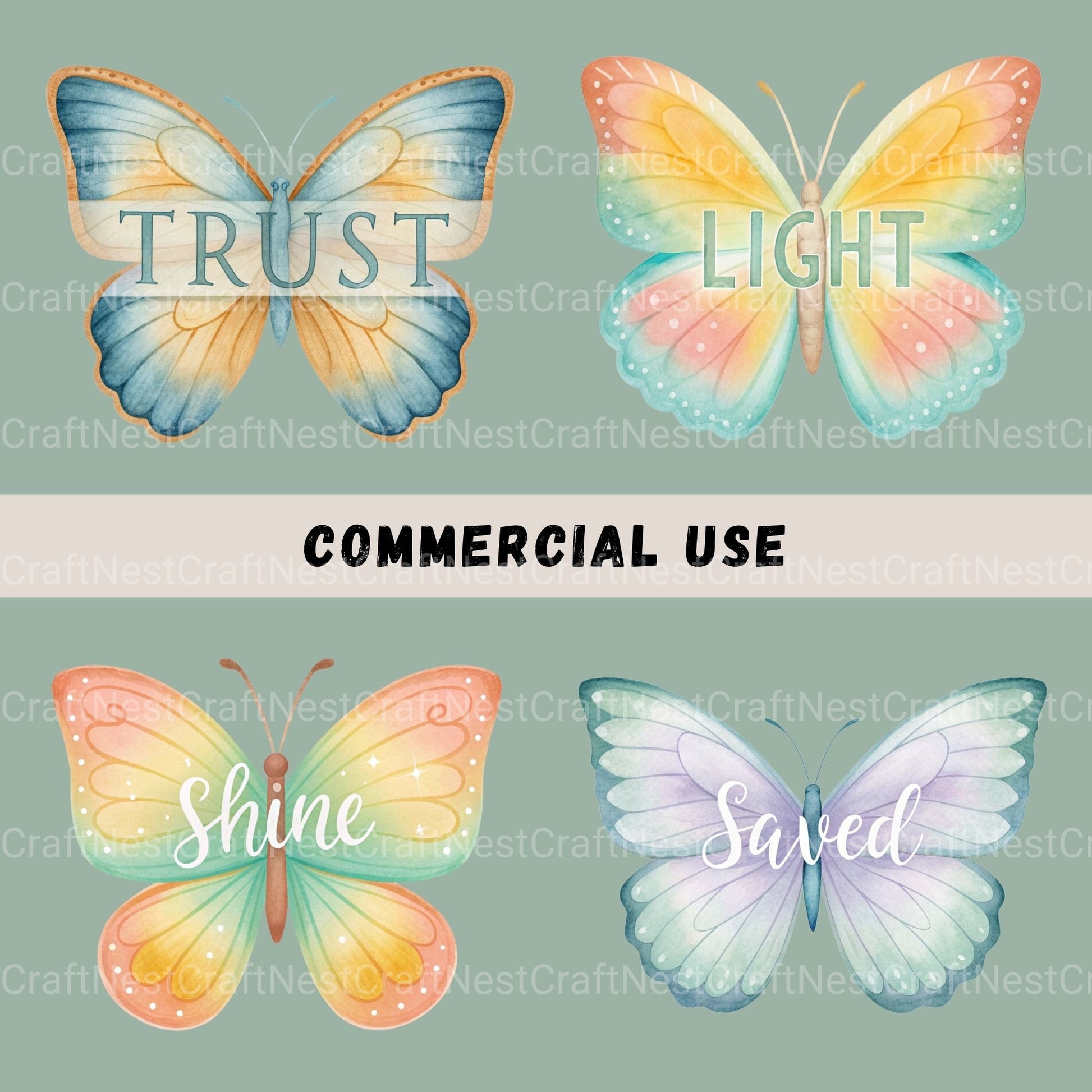 Butterfly Faith Clipart Bundle - CraftNest - Digital Crafting and Art