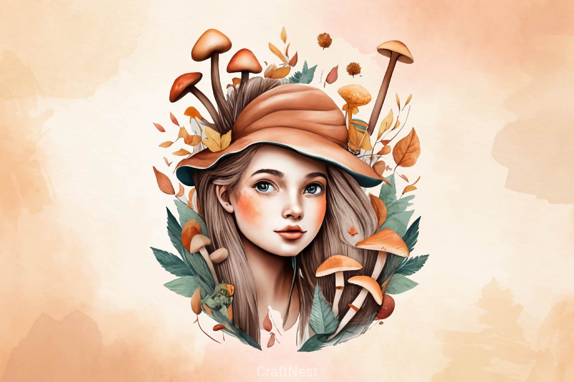 Girl With Mushrooms Autumn Fall Fairy Clipart Bundle - CraftNest - Digital Crafting and Art