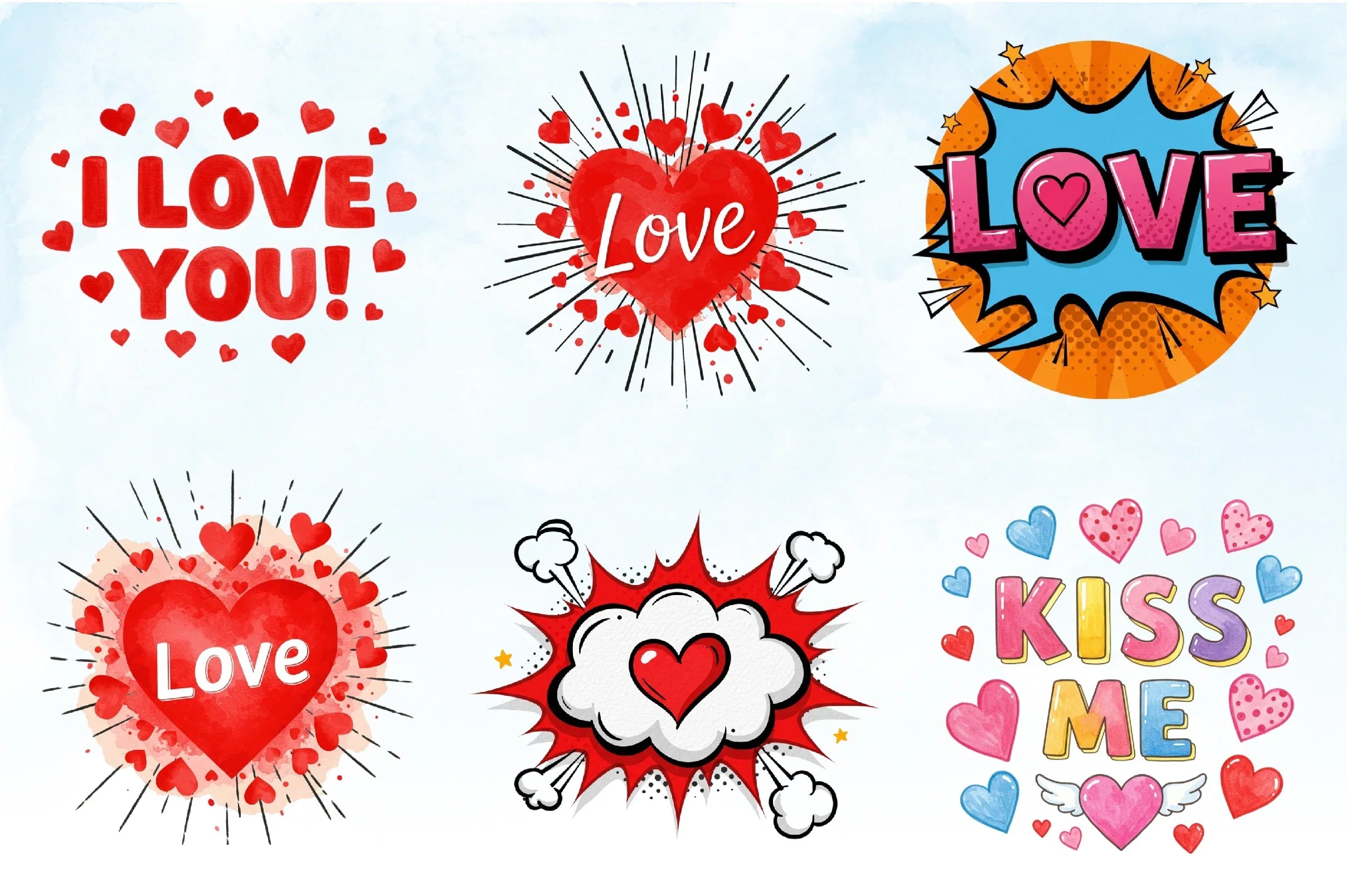 Pop Art Valentine Clipart Bundle - CraftNest - Digital Crafting and Art