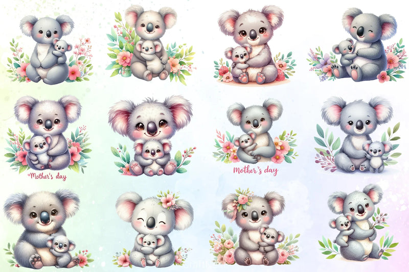 Mother's Day Koala Clipart Bundle - CraftNest - Digital Crafting and Art