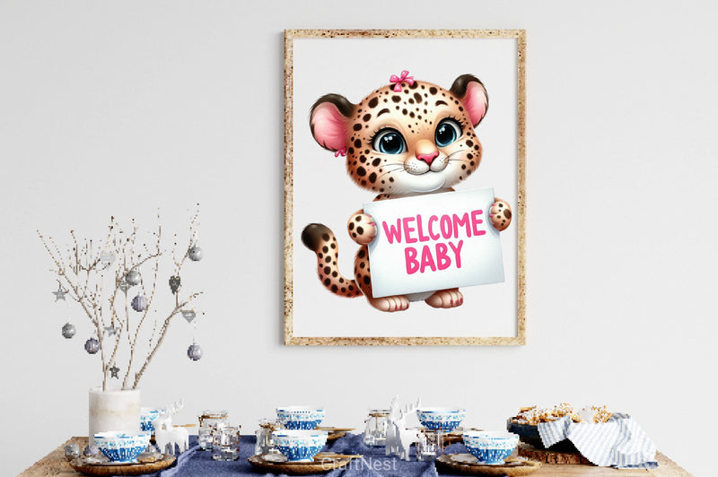 Set Of Pink Welcome Baby Clipart Bundle - CraftNest - Digital Crafting and Art