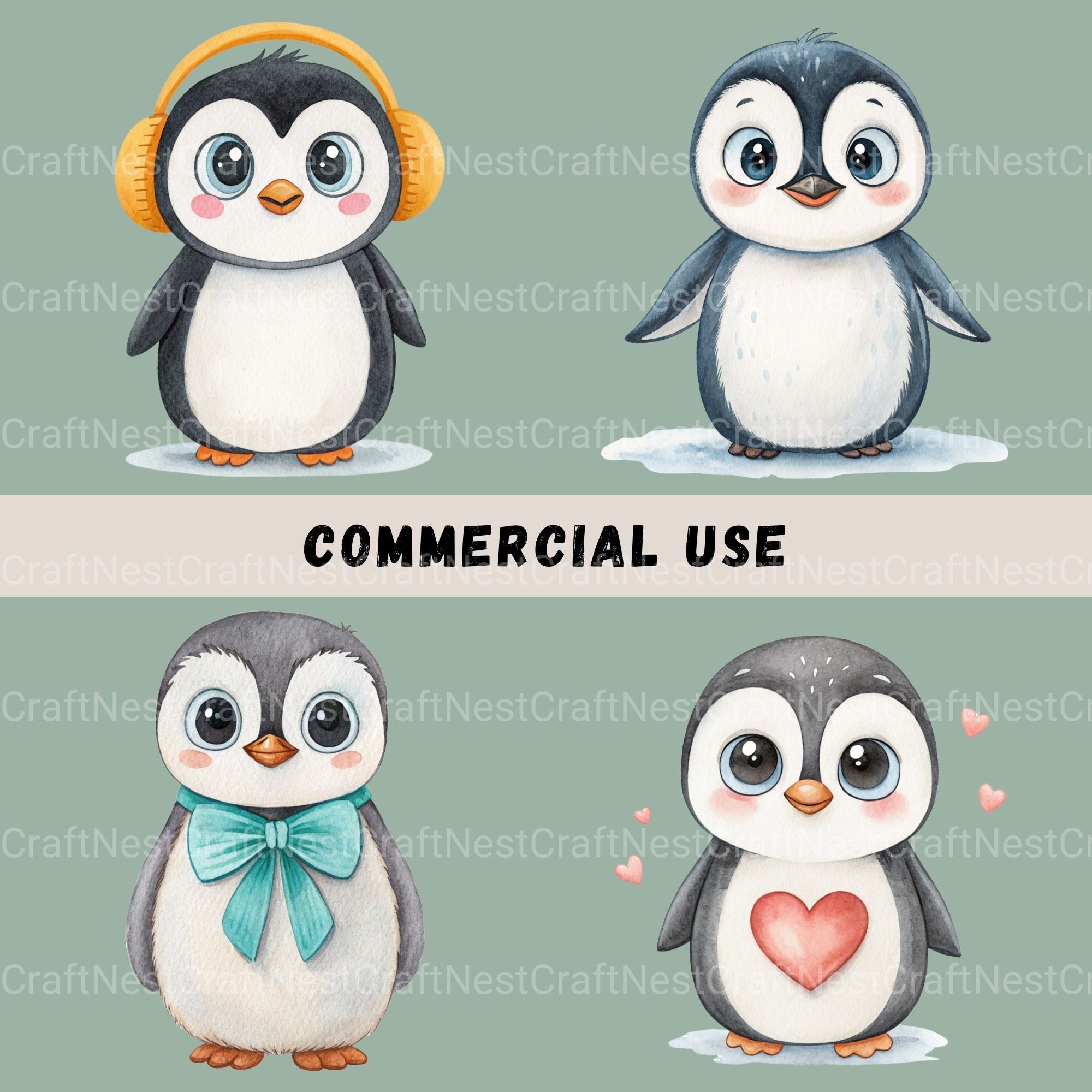 Penguins Clipart Bundle - CraftNest - Digital Crafting and Art
