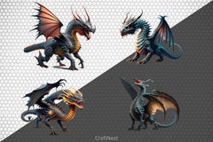 Gothic Dragon Clipart Bundle - CraftNest - Digital Crafting and Art