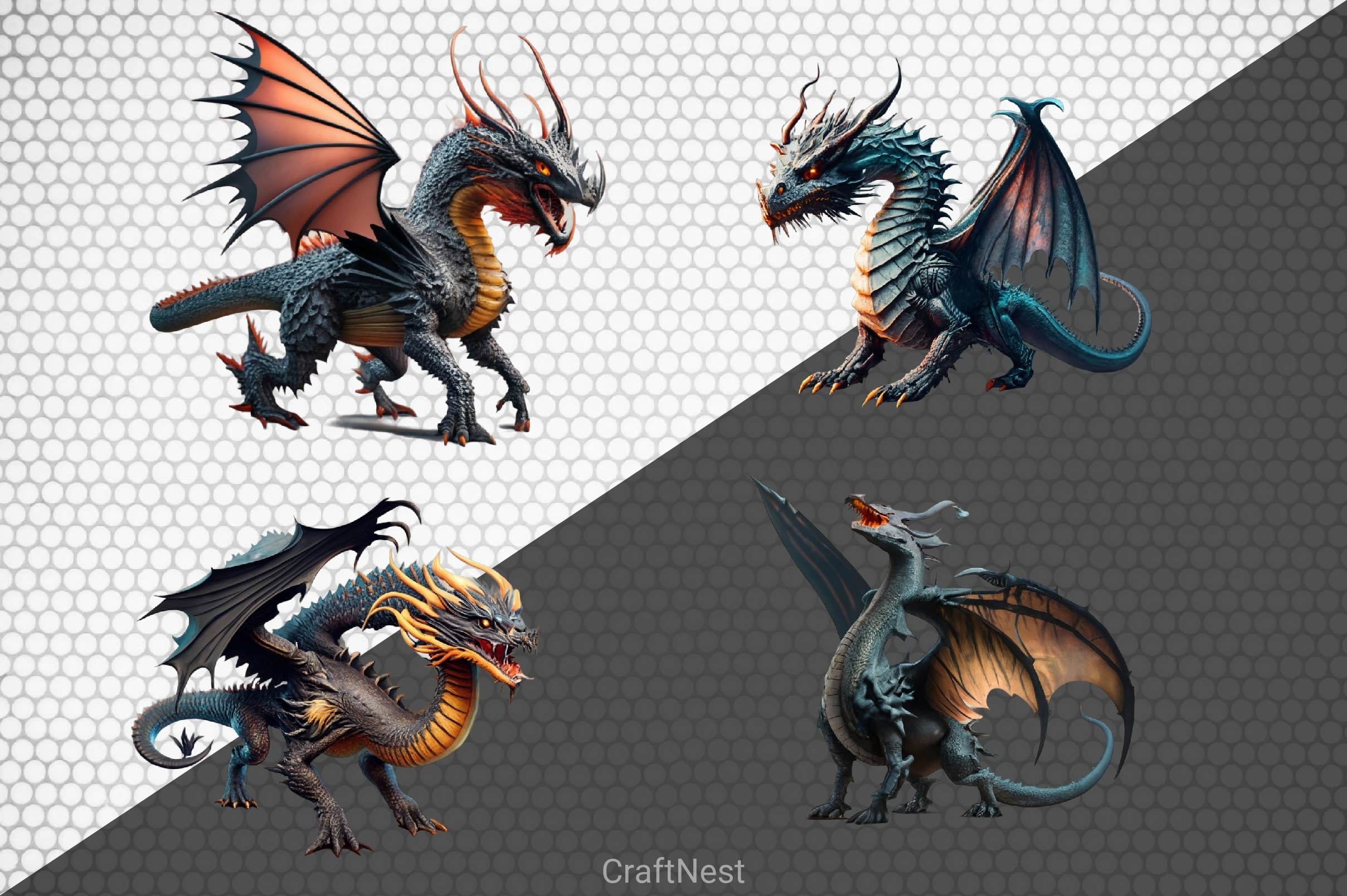 Gothic Dragon Clipart Bundle - CraftNest - Digital Crafting and Art