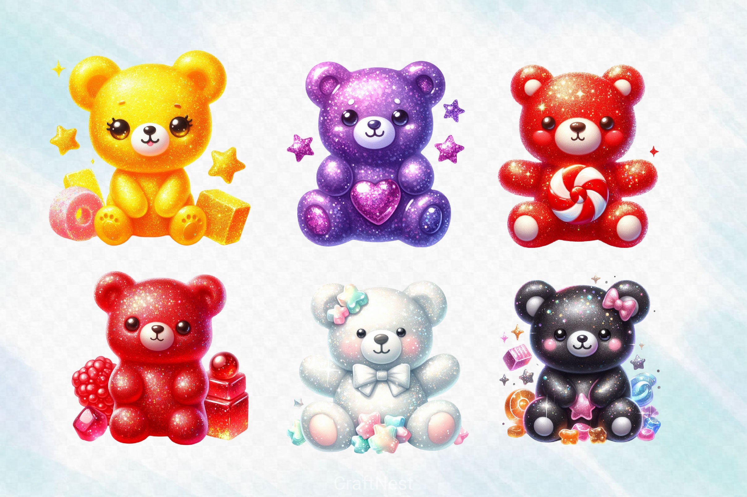 Cute Gummy Bears Clipart Bundle - CraftNest - Digital Crafting and Art