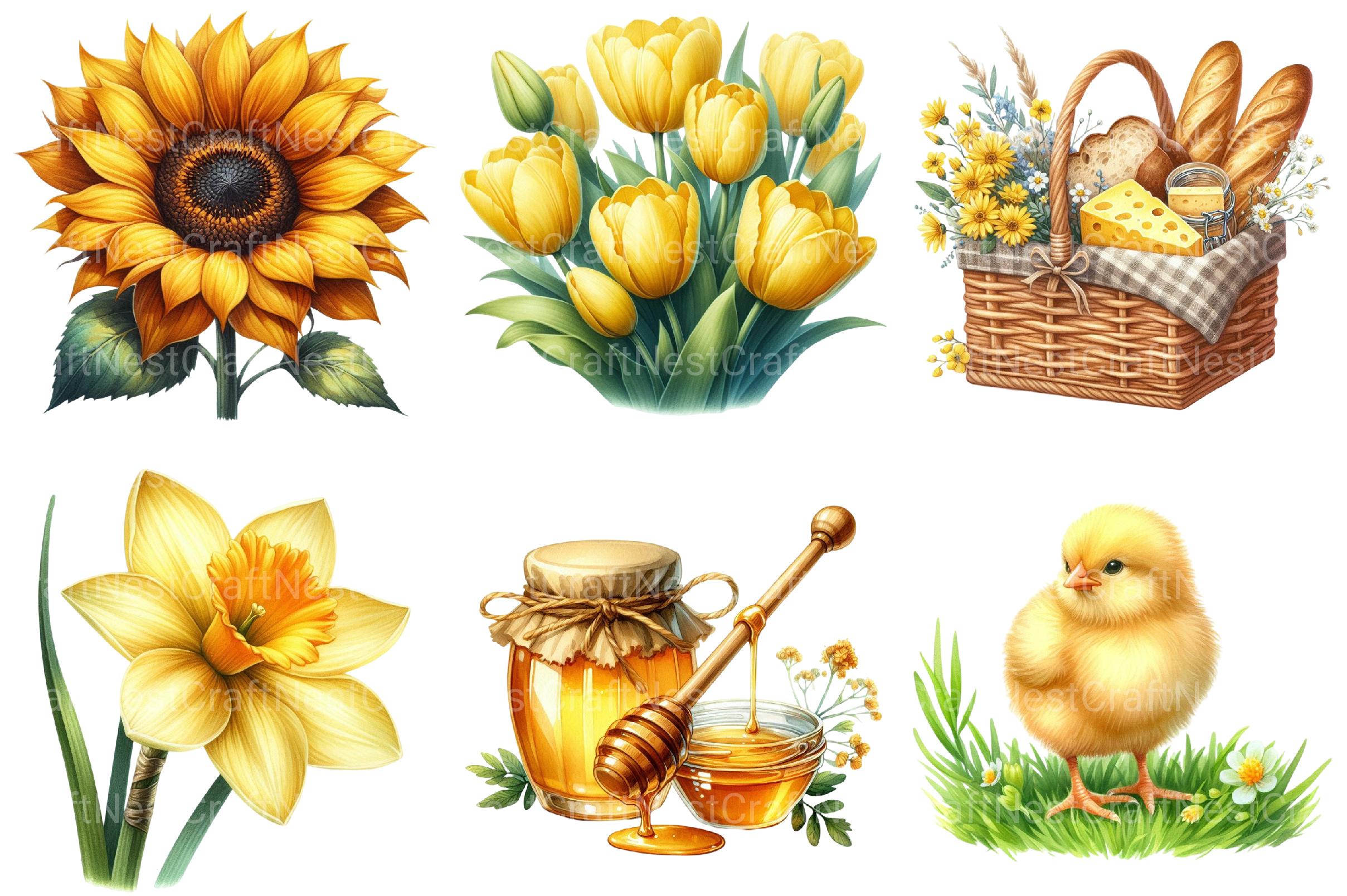 Yellow Spring Clipart - CraftNest - Digital Crafting and Art