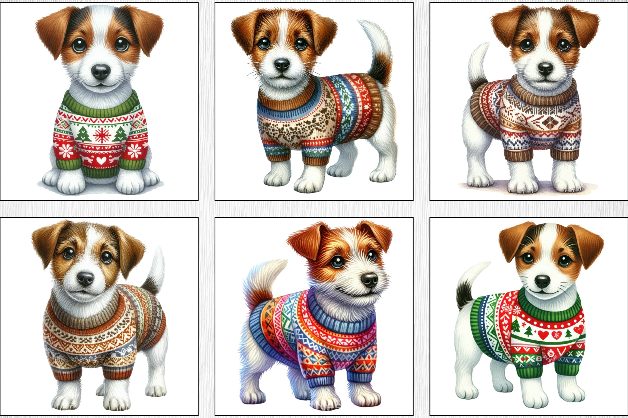 Christmas Jack Russell Terrier Clipart Bundle - CraftNest - Digital Crafting and Art