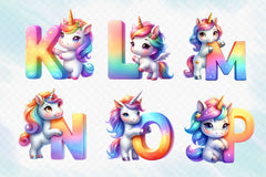 Cute Unicorn Alphabet Clipart Bundle - CraftNest - Digital Crafting and Art