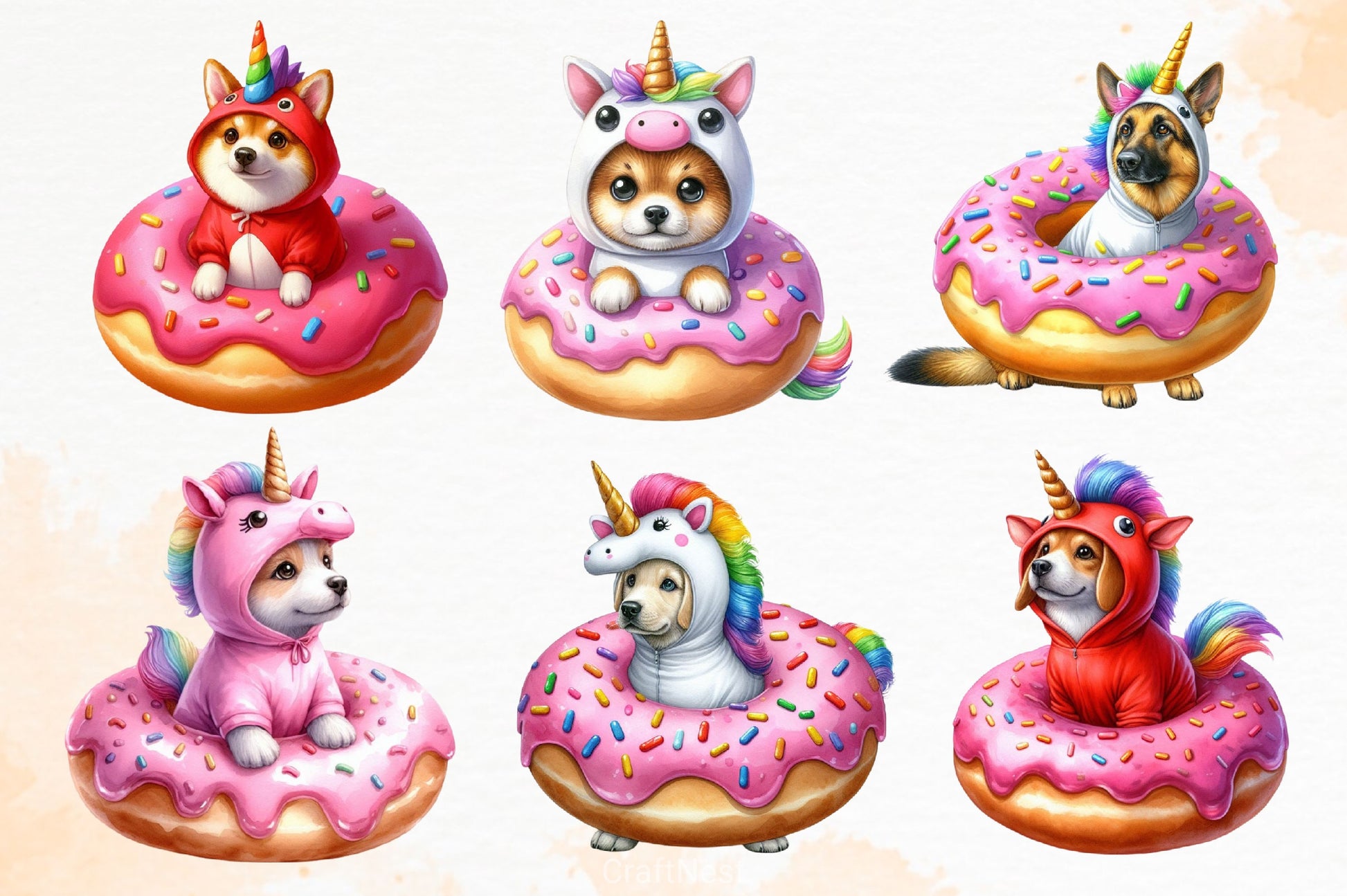 Dog Unicorn And Donut Clipart Bundle - CraftNest - Digital Crafting and Art