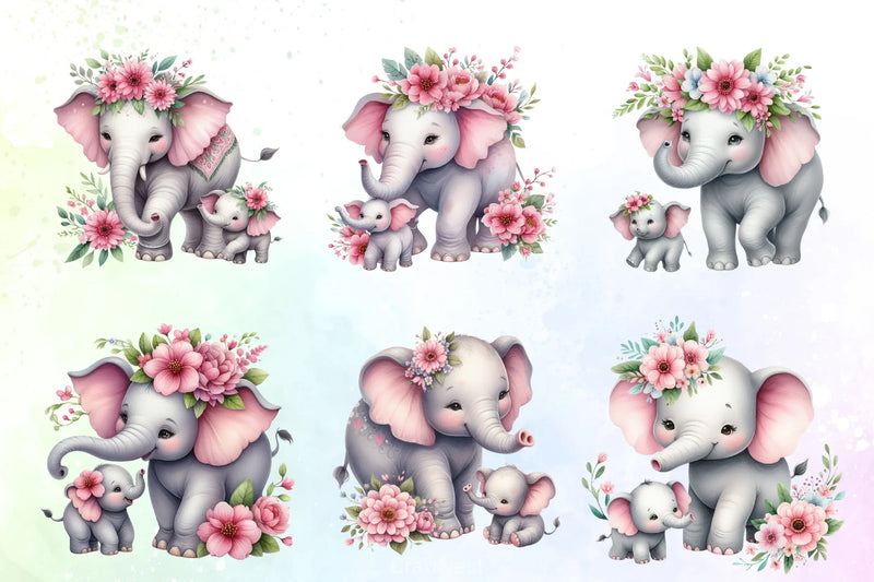 Mother's Day Elephant Clipart Bundle - CraftNest - Digital Crafting and Art