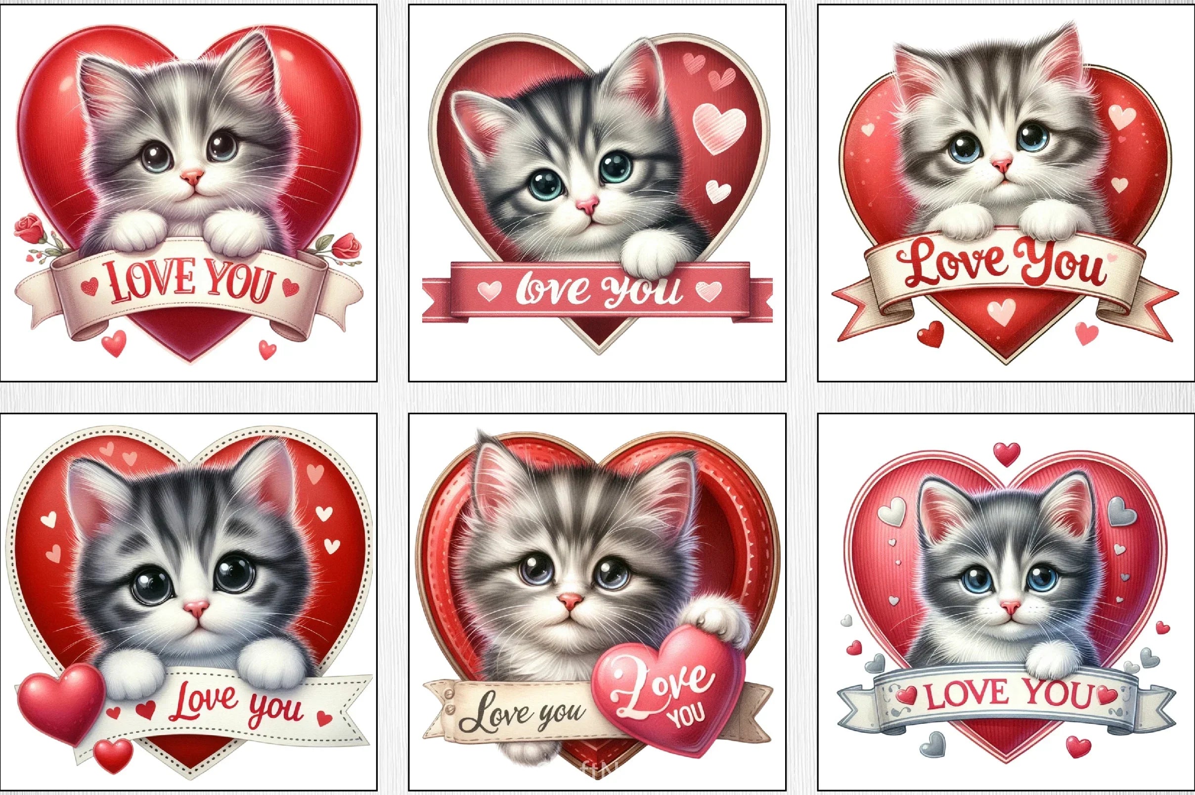 Cute Valentines Kittens Clipart Bundle - CraftNest - Digital Crafting and Art