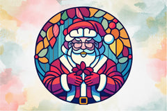 Round Santa Stained Glass Clipart Bundle - CraftNest - Digital Crafting and Art