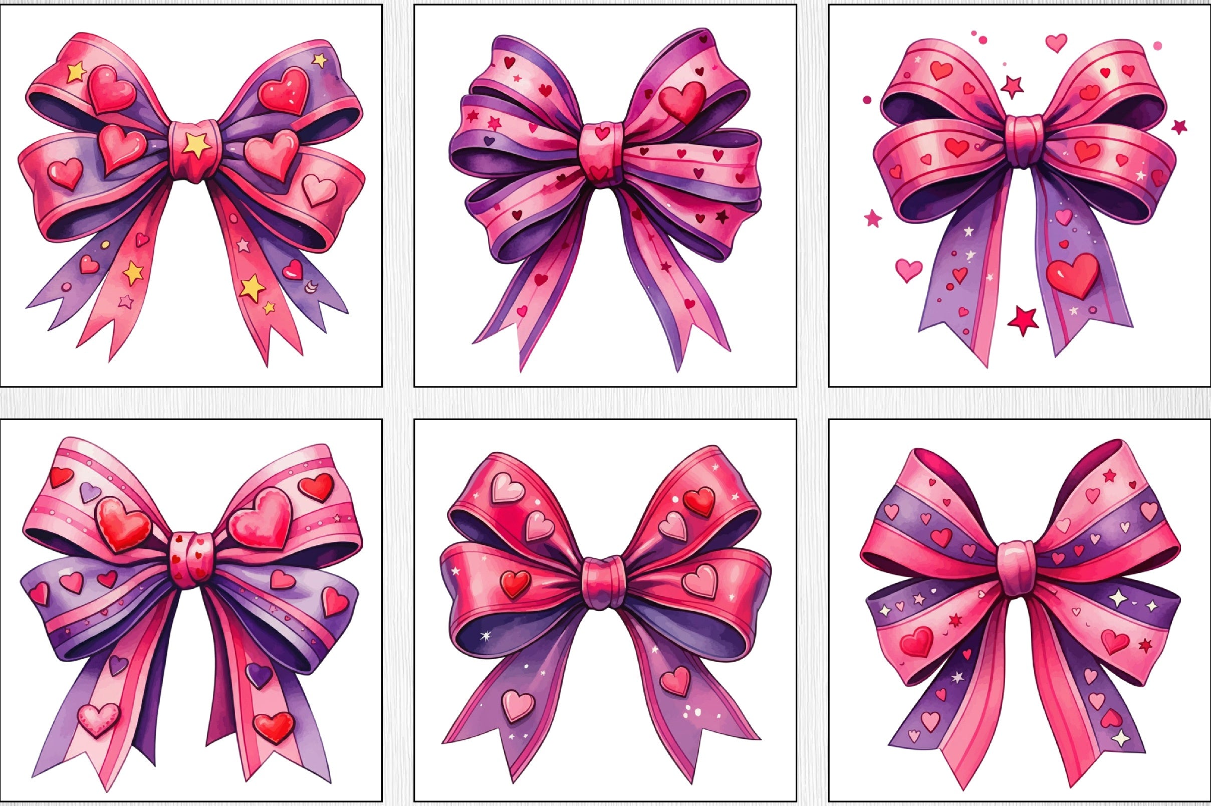 Watercolour Hot Pink Bows Clipart Bundle - CraftNest - Digital Crafting and Art
