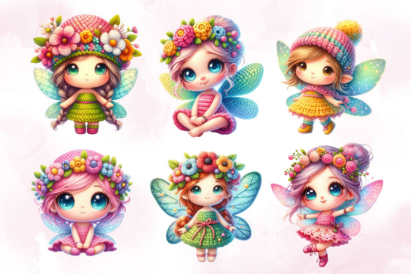 Crochet Fairy Girl Clipart Bundle - CraftNest - Digital Crafting and Art