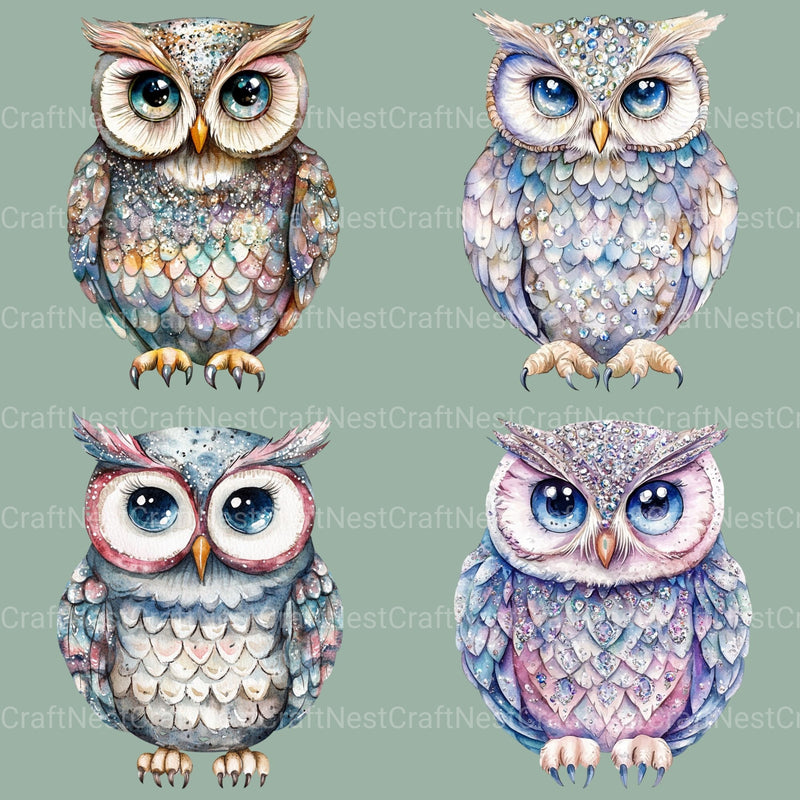 Sparkling Owls Clipart Bundle - CraftNest - Digital Crafting and Art