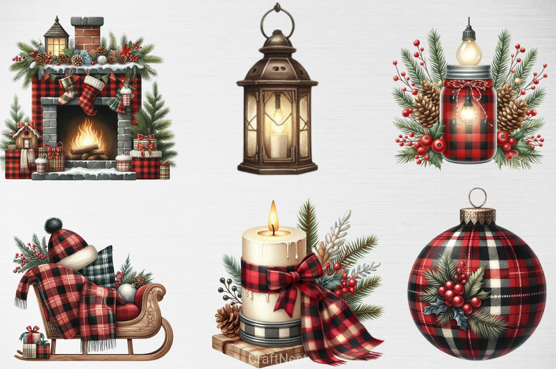 Buffalo Plaid Christmas Clipart Bundle - CraftNest - Digital Crafting and Art