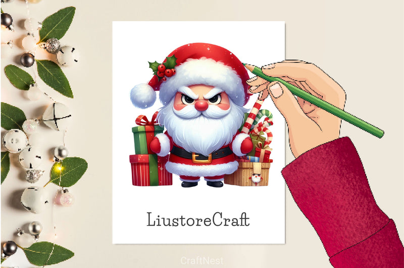 Christmas Grumpy Santa Clipart Bundle - CraftNest - Digital Crafting and Art