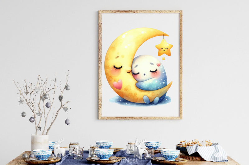 Sleepy Moon Clipart Bundle 3 - CraftNest - Digital Crafting and Art