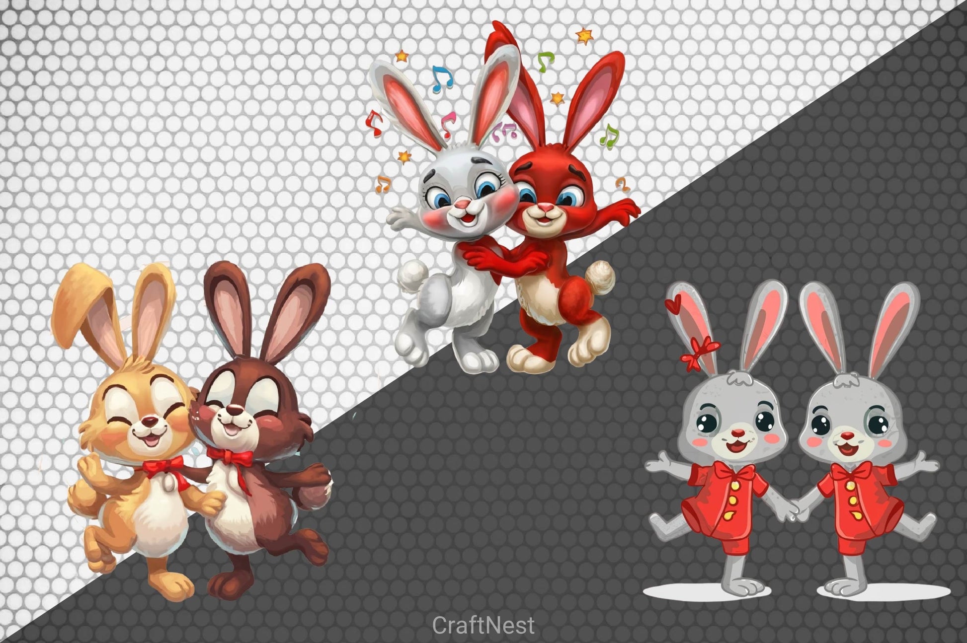 Christmas Bunnies Clipart Bundle 2 - CraftNest - Digital Crafting and Art