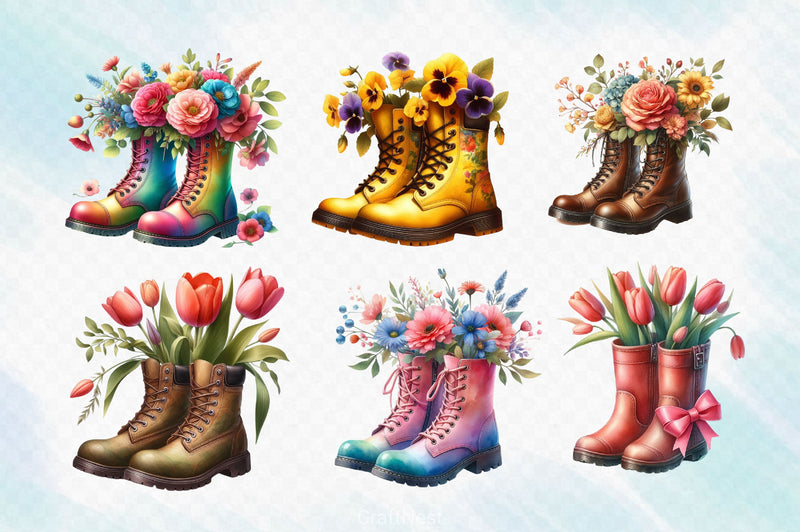 Floral Boots Clipart Bundle 2 - CraftNest - Digital Crafting and Art
