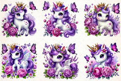 Purple Princess Unicorn Clipart Bundle - CraftNest - Digital Crafting and Art
