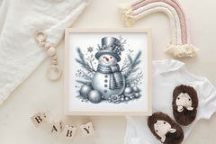 Silver Christmas Snowman Clipart Bundle 1 - CraftNest - Digital Crafting and Art