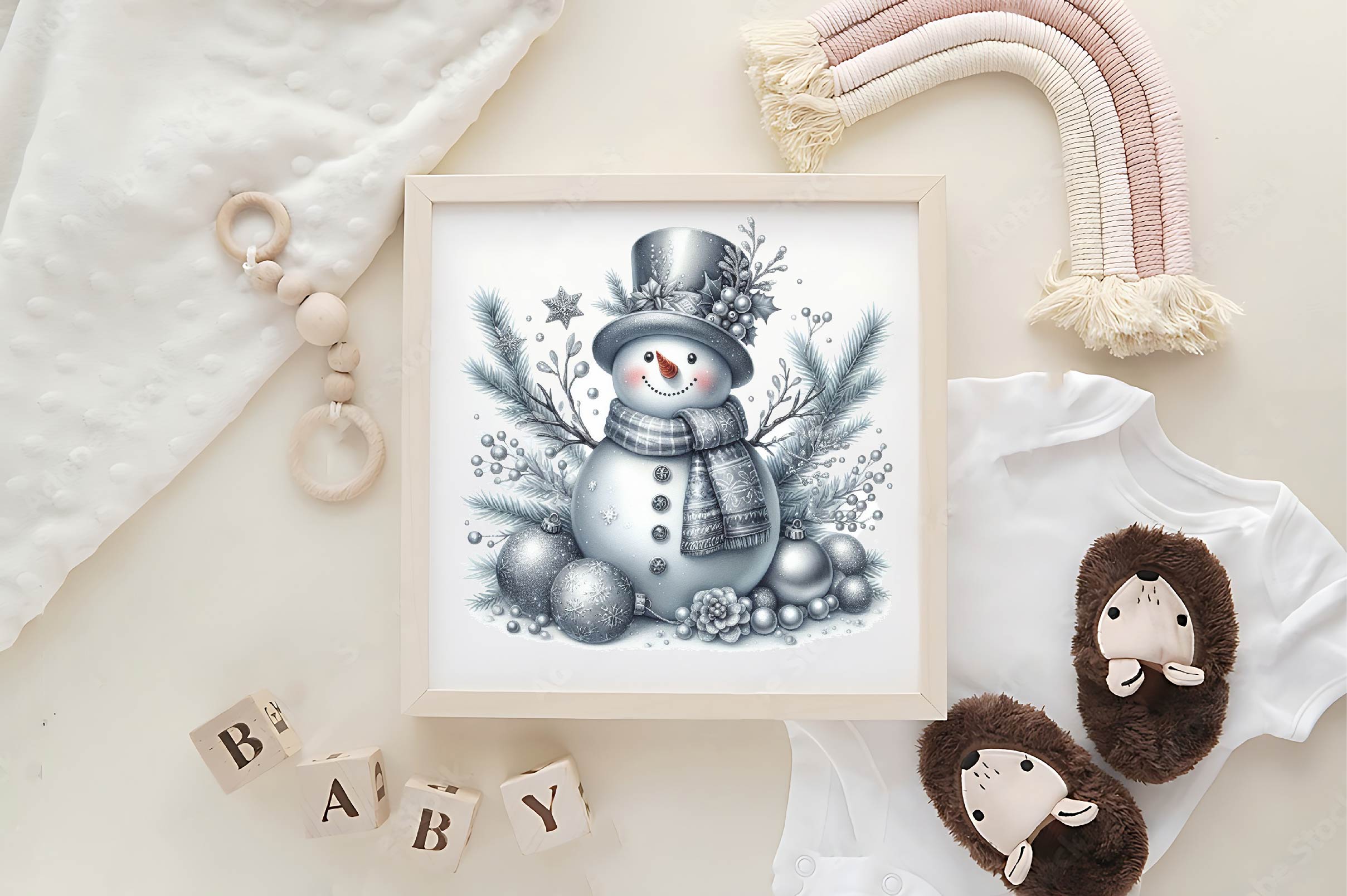 Silver Christmas Snowman Clipart Bundle 1 - CraftNest - Digital Crafting and Art