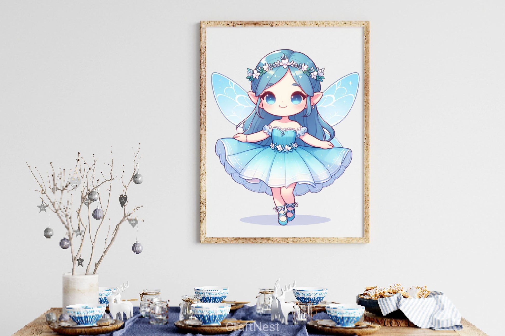 Cute Fairy Blue Dress Clipart Bundle - CraftNest - Digital Crafting and Art
