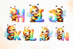 Cute Bee Alphabet Clipart Bundle - CraftNest - Digital Crafting and Art