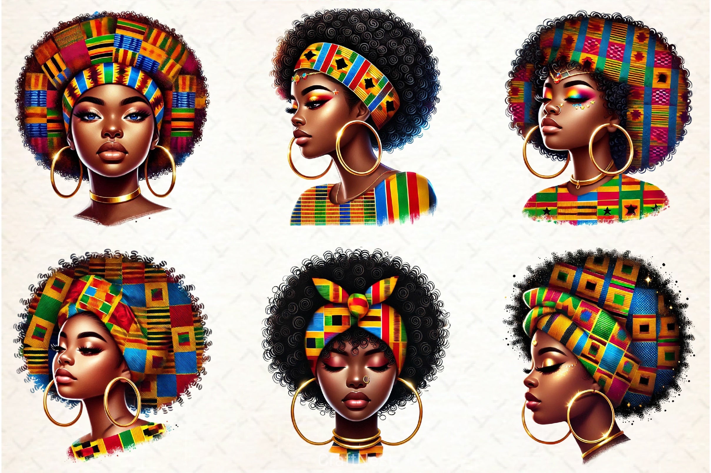 Afro Girl Clipart Bundle - CraftNest - Digital Crafting and Art