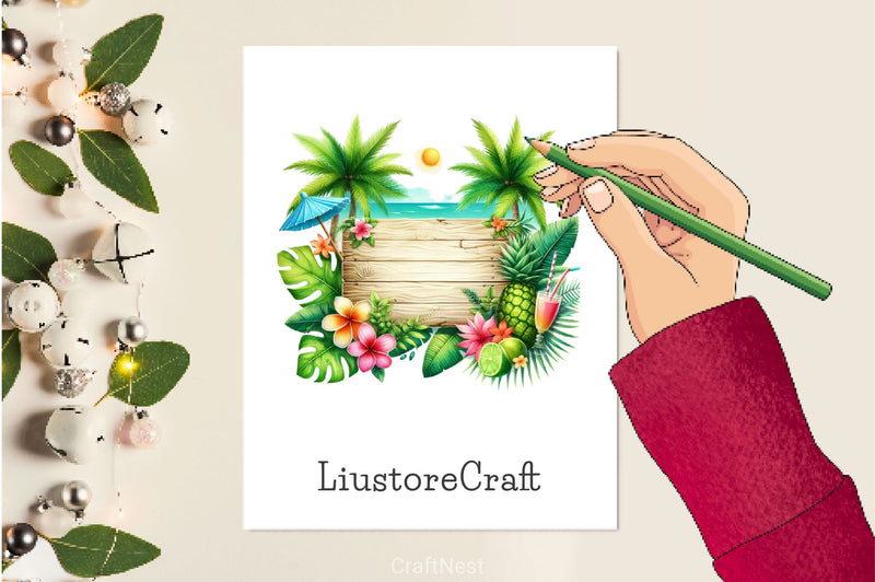 Summer Empty Wooden Signs Clipart Bundle - CraftNest - Digital Crafting and Art