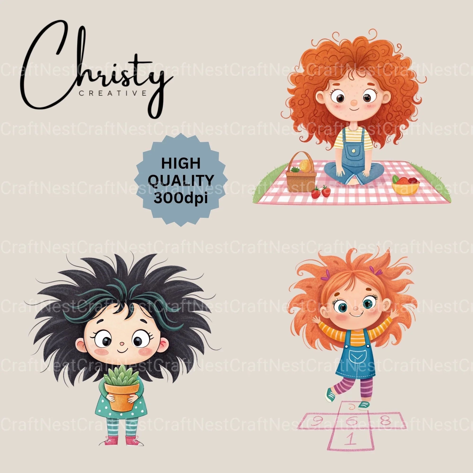 Quirky Girls Clipart Bundle 2 - CraftNest - Digital Crafting and Art